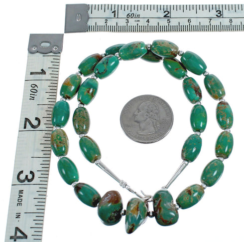 Native American Navajo Turquoise Bead Sterling Silver Necklace JX124537